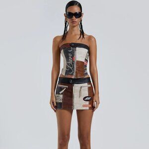 Jaded London Daytona Vegan Leather Mini Skirt